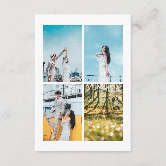 White Romance Love Photo Collage Wedding Enclosure Card (Front)