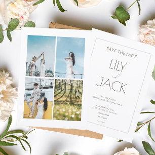 White Romance Love Photo Collage Wedding Invitation