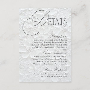 White Romantic Floral Wedding Details Enclosure Card