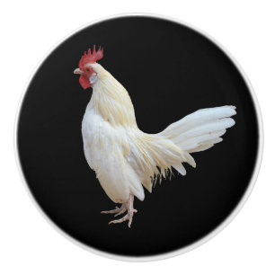 WHITE  ROOSTER* CERAMIC KNOB