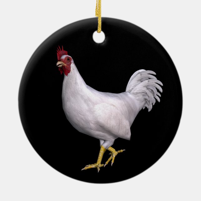 White Rooster Ceramic Tree Decoration (Back)