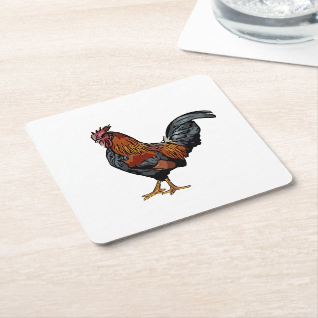 White Rooster Coaster (Angled)