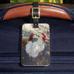 White Rooster With His Hen, Luggage Tag