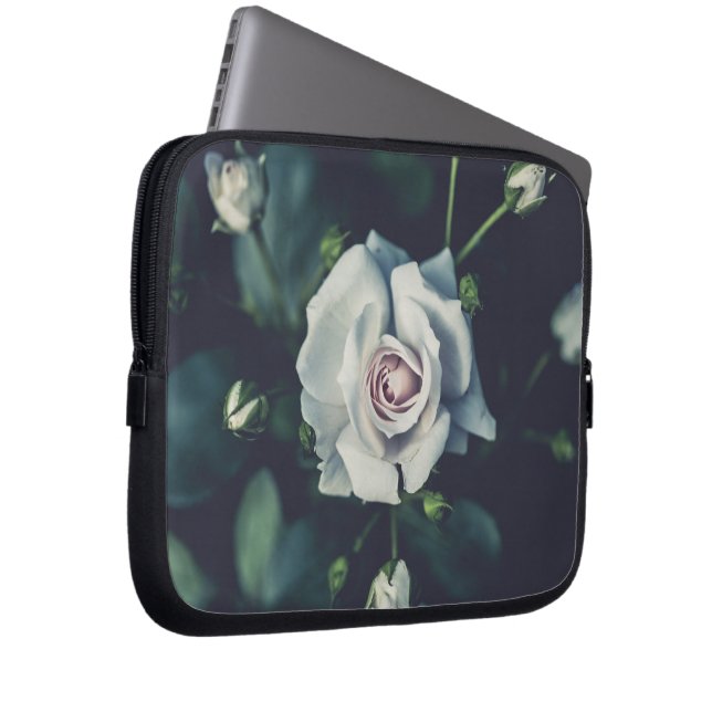 white rose (2) laptop sleeve (Front Right)