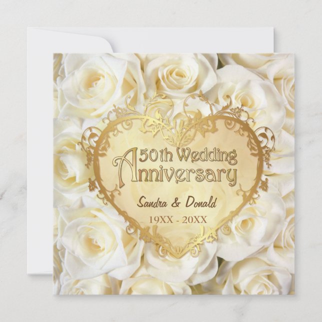 White Rose 50th Wedding Anniversary Invitation (Front)