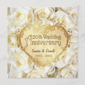 White Rose 50th Wedding Anniversary Invitation