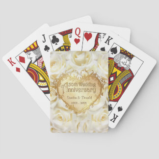 White Rose 50th Wedding Anniversary Playing Cards