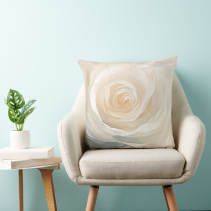 White rose abstract flower painting cushion