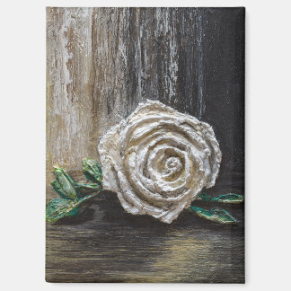 White Rose Acrylic Painting  Magnet