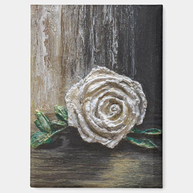White Rose Acrylic Painting  Magnet (Front)