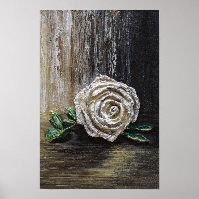 White Rose Acrylic Painting  Poster (Front)