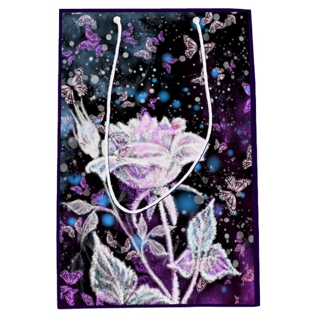 White Rose and Butterflies Gift Bag (Front)