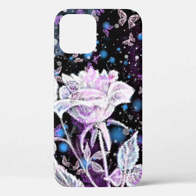 White Rose and Butterflies iPhone Case (Back)