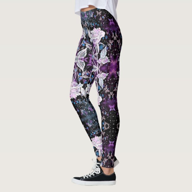 White Rose and Butterflies Leggings (Left)