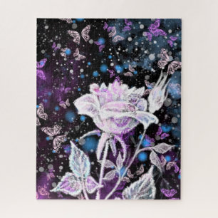 White Rose and Butterflies Puzzle