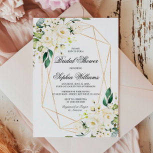 White Rose and Greenery Bridal Shower Invitation