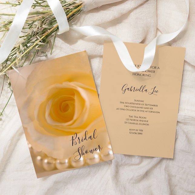 White Rose and Pearls Bridal Shower Invitation (Creator Uploaded)