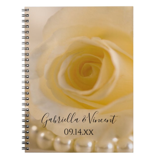 White Rose and Pearls Wedding Guest Book (Front)