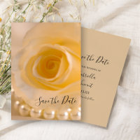 White Rose and Pearls Wedding Save the Date