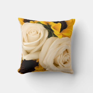 White Rose and Sunflower Photo Cotton Cushion