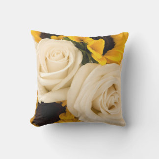 White Rose and Sunflower Photo Cushion
