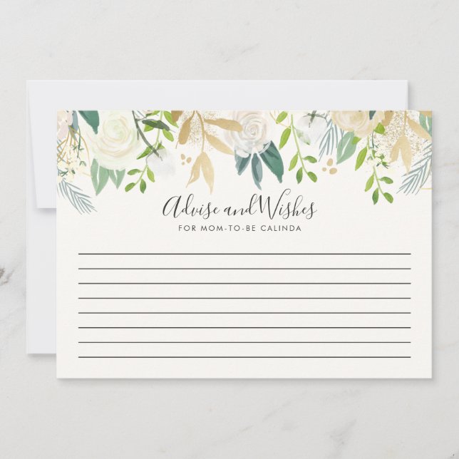 White Rose | Baby Shower | advice and wishes Invitation (Front)