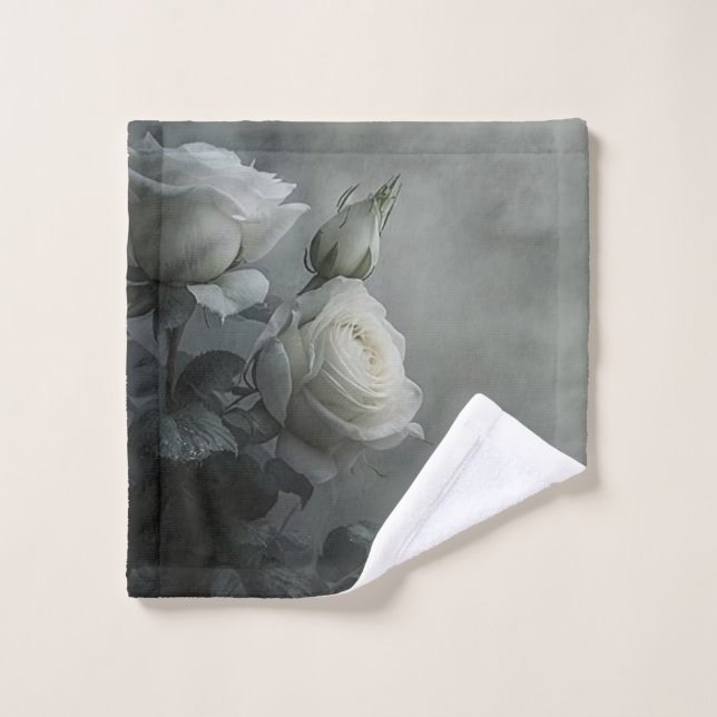 White Rose Bath Towel Set (Wash Cloth)