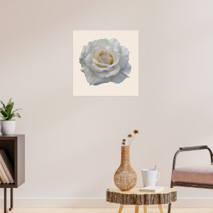 White Rose Beige Floral Poster