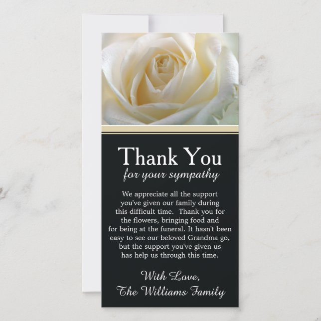 White Rose Bereavement Sympathy Thank You (Front)