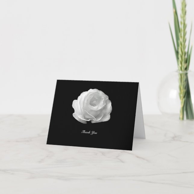 White Rose Bereavement Thank You Folded Notecard (Front)