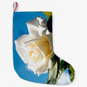 White rose, blue sky  small christmas stocking