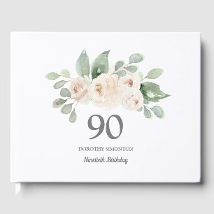 White Rose Botanical 90th Birthday Party Guest Book