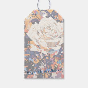 White Rose Botanical Acrylic Painted Floral Gift Tags