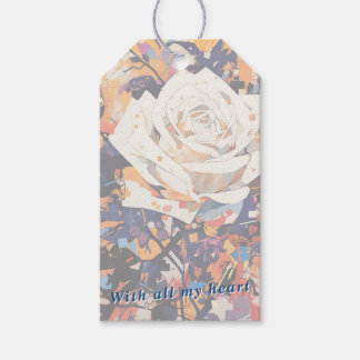 White Rose Botanical Acrylic Painted Floral Gift Tags