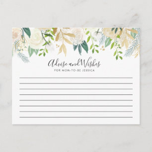 White Rose Bouquet Baby Shower Advice Postcard