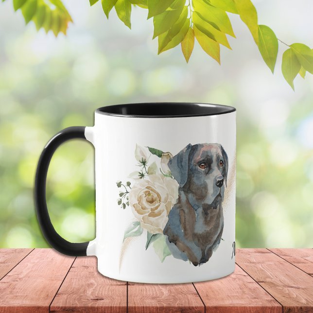 White Rose Bouquet Labrador Retriever Dog Mug (Creator Uploaded)
