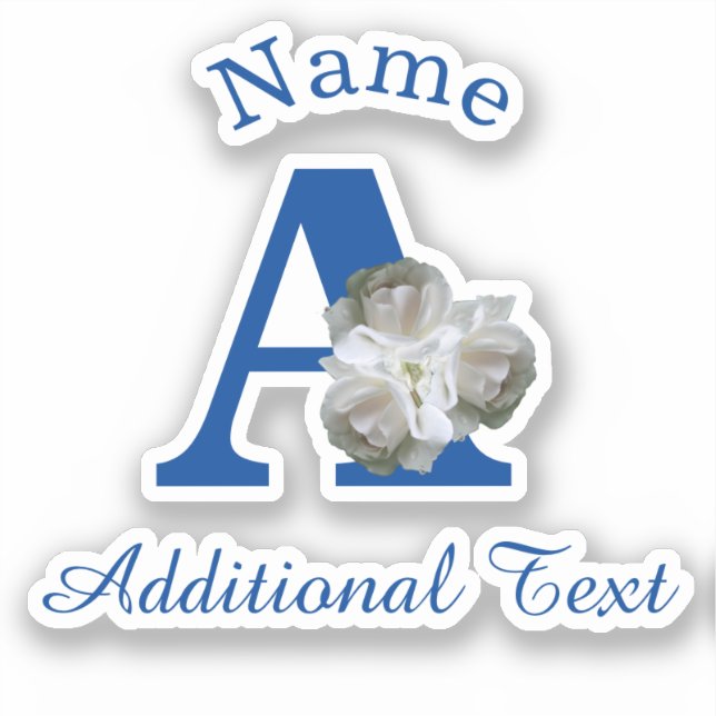 White Rose Bouquet Monogram A Personalized    (Front)