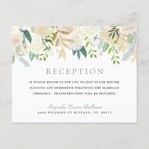 White Rose Bouquet Reception Invitation