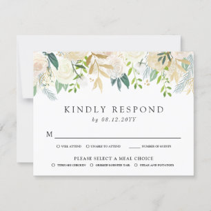 White Rose Bouquet RSVP Card