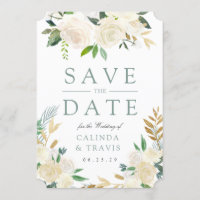 White Rose Bouquet wild Floral Save the Date