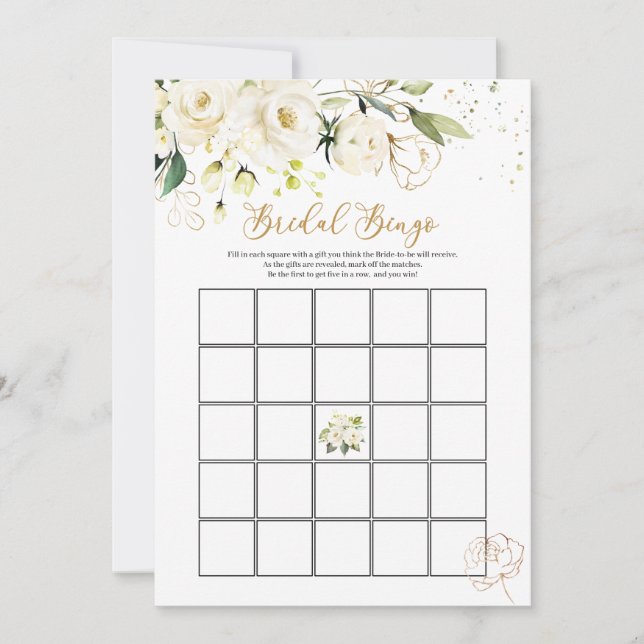 White Rose Bridal Bingo/Who knows the Bride Best  Invitation (Front)