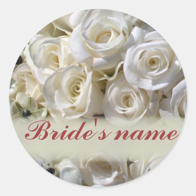 White rose bridal seals / stickers (Front)