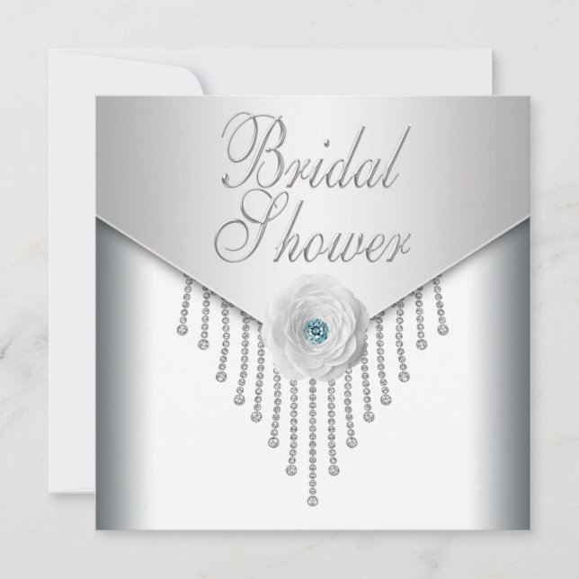 White Rose Bridal Shower Invitation (Front)