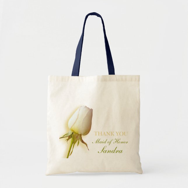 White rose bud wedding maid of honour bag (Front)