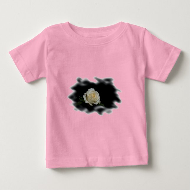White Rose Burned Edges Baby T-Shirt (Front)