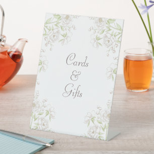 White Rose Classic Wedding Cards Gift Sign