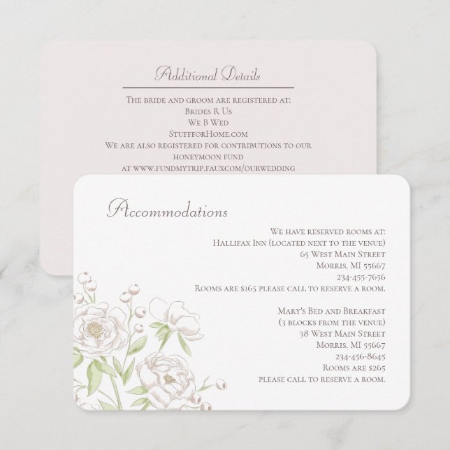 White Rose Classic Wedding Enclosure Card (Front/Back)