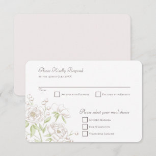 White Rose Classic Wedding RSVP Reply Invitation