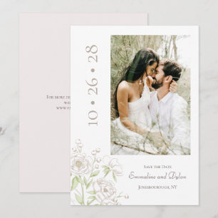 White Rose Classic Wedding Save the Date Invitation