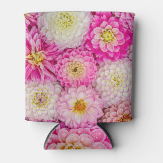 White Rose Dahlia: Rainy Elegance Can Cooler